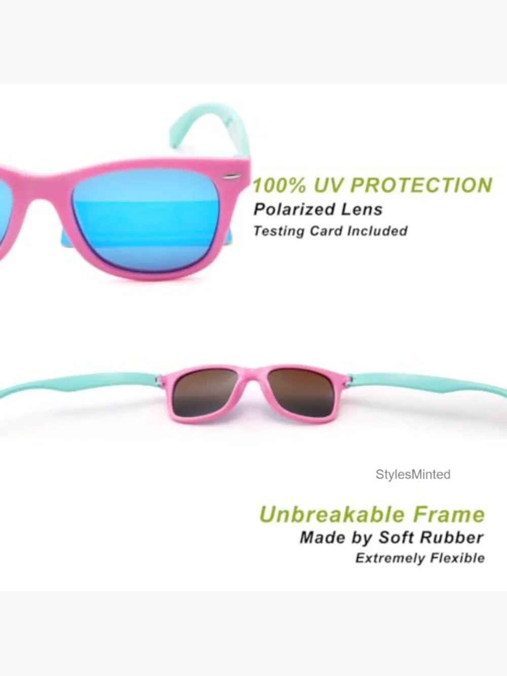 Kids Polarized Sunglasses Flexible TPEE Rubber Shades Ages 4-12